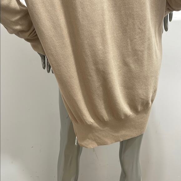 Brochu Walker Name Brand Cut Off Beige V-Neck  Asymmetrical Women's Sweater - Picture 10 of 12